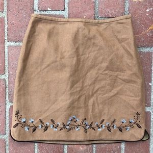 Ann Taylor  🐰 Wool Floral Skirt Camel Mini